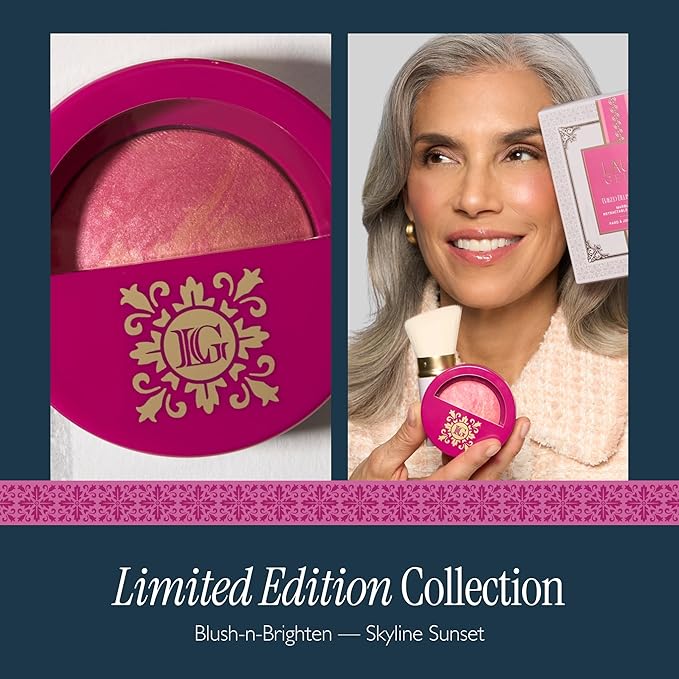 LAURA GELLER NEW YORK Holiday 2025 Limited Edition Baked Blush-n-Brighten Marbleized Blush - Skyline Sunset - Pink Color for Cheeks (01 Skyline Sunset)