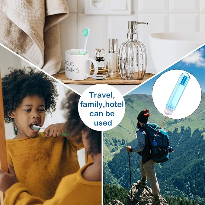 Patelai 8 Pieces Travel Toothbrush Set, Soft Bristle Mini Foldable Tooth Brush with Case, Individually Wrapped Small Portable Travel Size Toiletries Stuff for Camping (Bright Color)