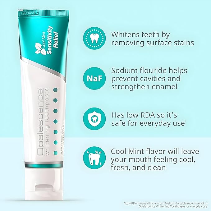 Opalescence Teeth Whitening Bundle - Opalescence Go 15% Hydrogen Peroxide Prefilled Trays (10 Trearments) and Sensitive Whitening Toothpaste 4.7 Onz - Mint Flavor 5194-5167