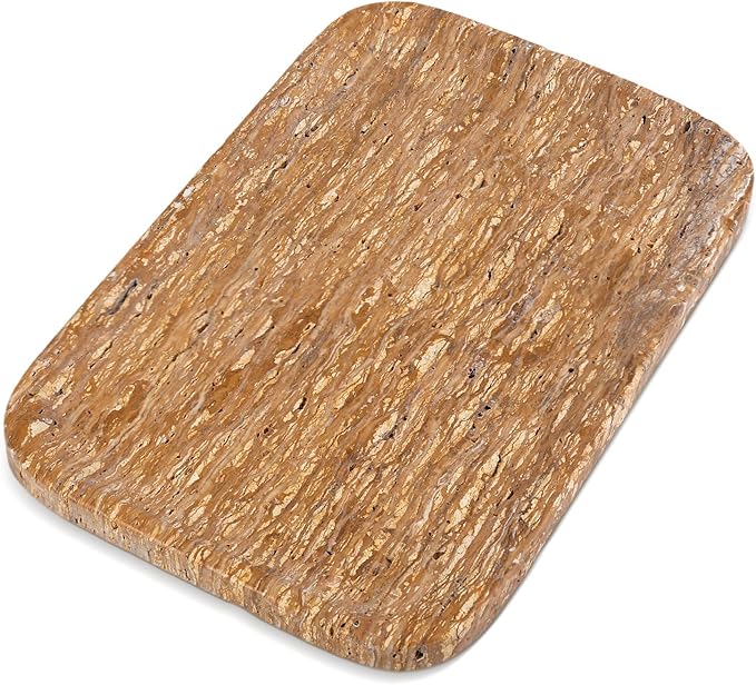 Natural Marble Vanity Tray, 11.8" Travertine/Stone Bathroom Tray Countertop, Golden Stone for Perfume Jewelry Holder, Decorative Dresser Organizer, Storage for Kitchen Sink(Walnut Traver)