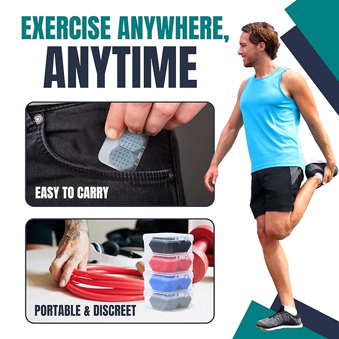 Jaw Exerciser for Men & Women – 4-Level Resistance Jaw Trainer for Men & Women – Food-Grade Silicone Double Chin Reducer – 8 Piece Kit with Carry Cases – Compact Mewing Jawline Shaper for Women