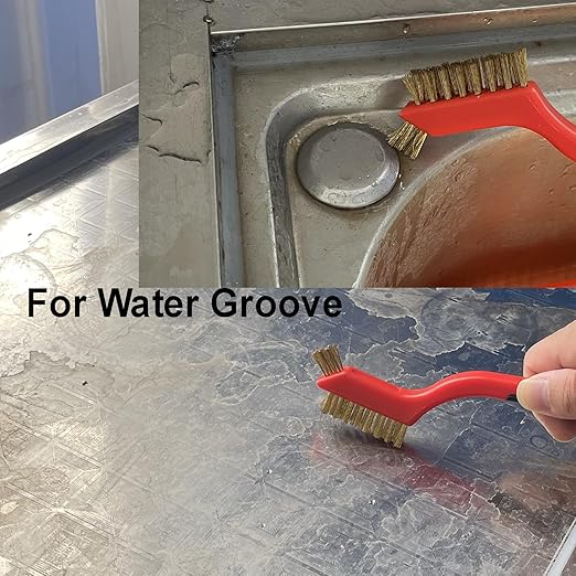 3Pcs Mini Wire Brush Set, Stainless Steel/Brass/Nylon Bristles Wire Brushes, Curved Handle Soft Grip for Rust, Dirt & Paint Scrubbing with Deep Cleaning – 7 Inches (Red)