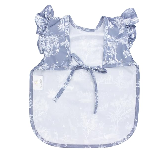 BapronBaby Flutter Savanna Blue Bapron - No Neck Tie Safer Bib for Baby & Toddler - Soft Waterproof Stain Resistant - Machine Washable - Sz Preschool 3-5yrs