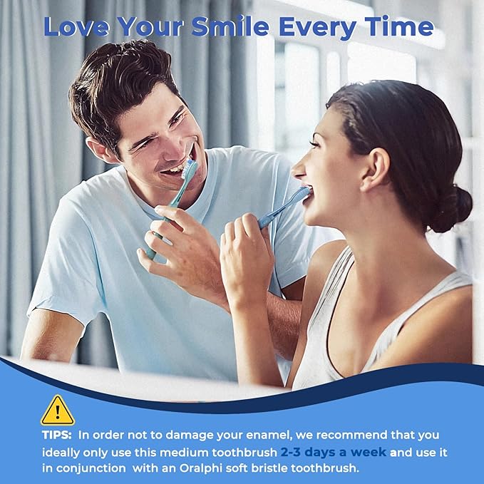 Medium Toothbrushes for Adults, Whitening Toothbrush with Spiral Medium Bristles for Smoke Tea Coffee Stain, Deep Plaque Removal, Rounded Bristle Tips for Gentle Cleaning