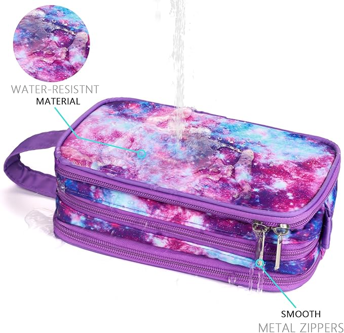 Galaxy-Purple Travel Toiletry Bag, Waterproof Hanging Wash Bag Toiletries for Girls, Kid