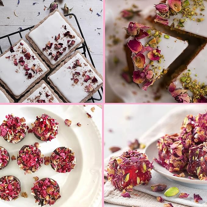 Cure wid Pure Sun-Dried Rose Petals & Buds Whole In Resealable Pouch - Fragrant & Rich in Color,Ideal for Culinary & Aromatic Uses Food Grade Dried Roses for Tea,Rose Water,Decor & More 1Lb