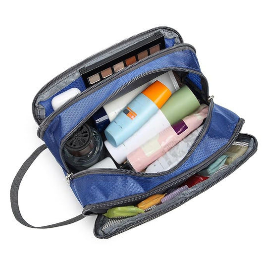 Yeiotsy Boys Toiletry Bag - Kids Travel Dopp Kit with Mesh Pockets, Compact Organizer for Gym, Camping, Hiking (Sapphire)