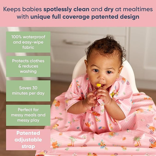 BIBaDO - Long Sleeve Baby Bibs - Babies & Toddlers 6-36 Months - Coverall Baby Led Weaning Bib - Easy Wipe, Soft & Waterproof