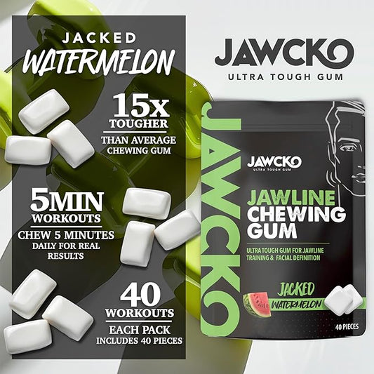 JAWCKO Ultra-tough Jawline Chewing Gum Variety 4-Pack | Get a Stronger, Squarer Jawline | 15X Hardness | Jaw Training Hard Gum | Chisel, Sculpt, Tone your Jaw | Facial Fitness Mewing Gum | 4X Flavors