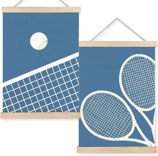 FDHSPAAM Tennis Ball Wall Art Decor, Sports Posters, Tennis Lover Player Gifts Wall Art Posters for Boys Bedroom Gym Sports Room Man Cave, 12x16 Inch Set of 2