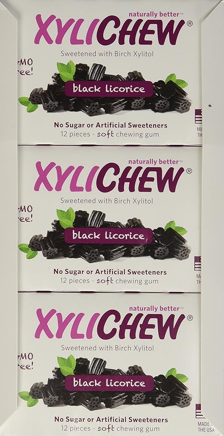 Xylichew 100% Xylitol Chewing Gum - Non GMO, Non Aspartame, Gluten Free, and Sugar Free Gum - Natural Oral Care, Relieves Bad Breath and Dry Mouth - Licorice, 288 Count