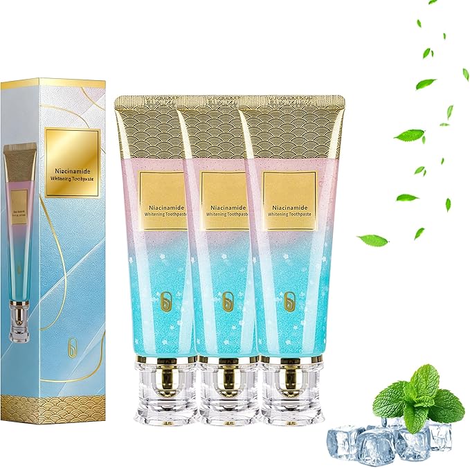 Niacinamide Whitening Toothpaste, Triple Action Whitening with Natural Gentle Care Deep Stains Radiant Smile Natural & Gentle Formula Fresh Breath (3)