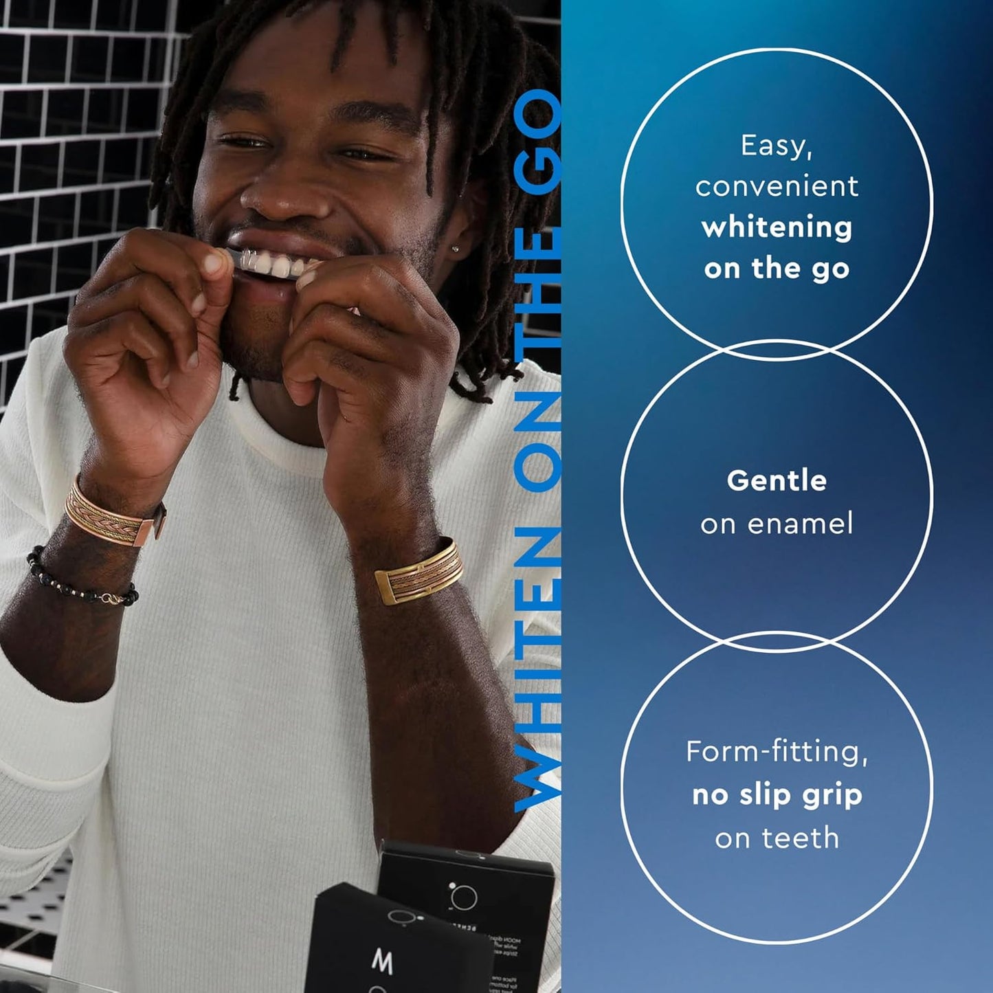 MOON Dissolving Teeth Whitening Strips, 14 No Rinse White Strips, Peppermint, Hydrogen Peroxide & Essential Oils, Whiten Sensitive Teeth up to 7 Shades in 2 Weeks, Travel Essentials, Vegan Oral Care