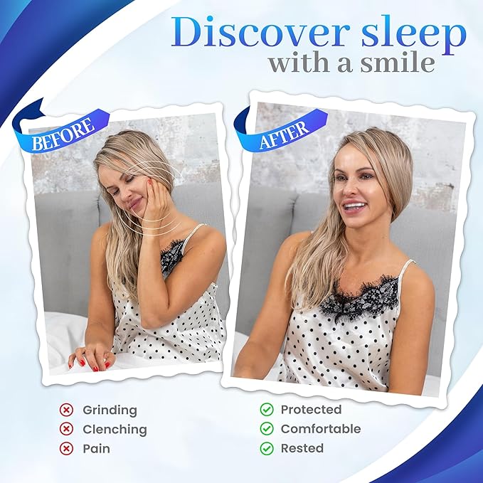 2-Pack Dual-Mold Bruxism Night Guards, Premium Comfort for Teeth Grinding & TMJ Relief (Clear & Blue), BPA & Latex-Free, Custom Dental Guards, Travel Cases & Brush – by AFOE