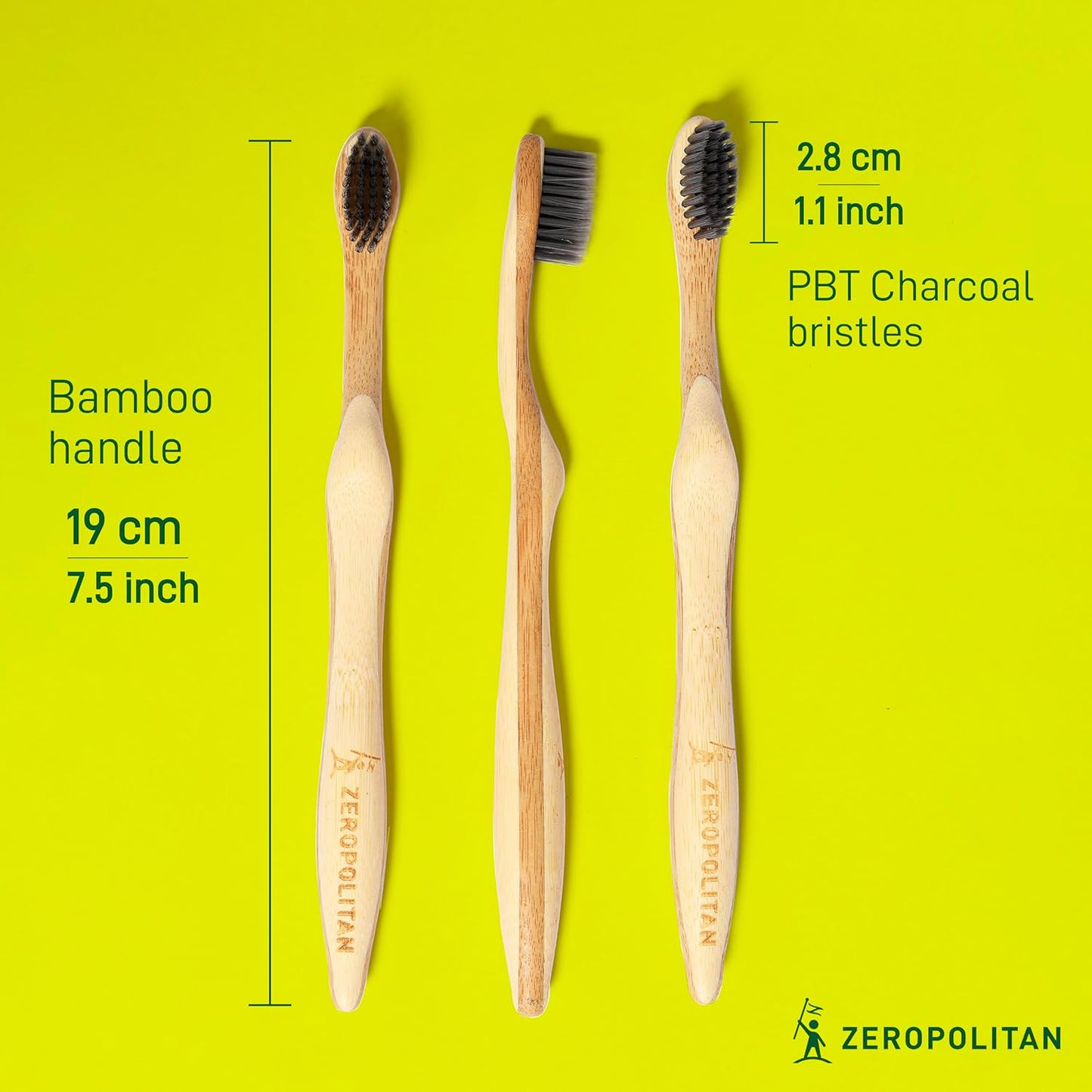 Eco-Friendly Bamboo Toothbrush Set of 4 - Medium Bristle Toothbrush with Ergonomic Handles & Charcoal Bristles – Low Waste & Biodegradable Personal Care Essentials