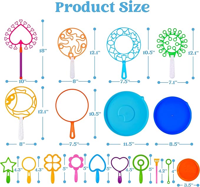 JOYIN Big Bubble Wands Set, 18" Giant Bubble Maker with Tray Bulk for Kids Adults Gifts, Summer Outside Toys, Easter Basket Stuffers, Birthday Party Favors