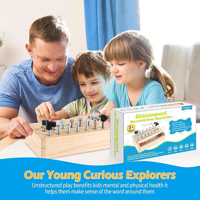 Kids Tool Set,Montessori Toys for 3 4 5 Year Old,Montessori Screwdriver Board Set,Sensory Preschool Learning for Toddler Travel,Fine Motor Skills - STEM Toys