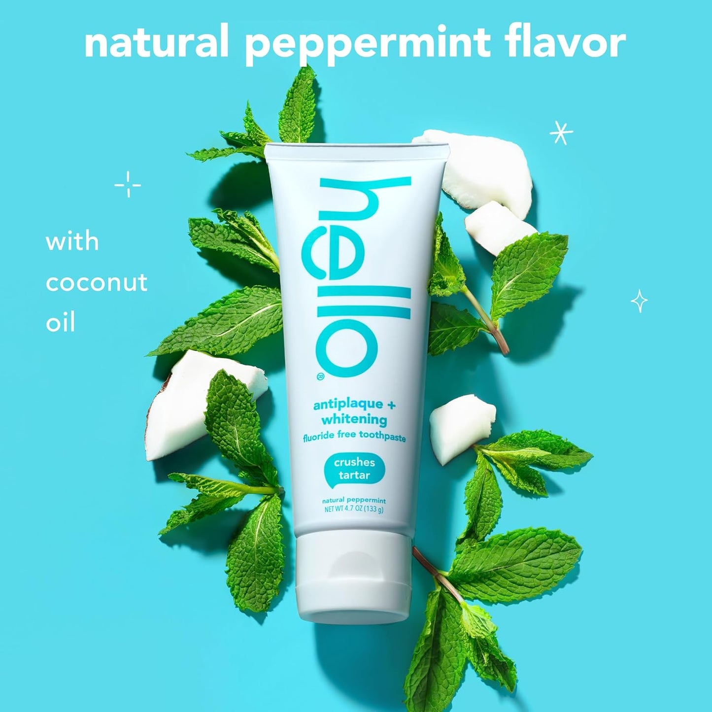 Hello Antiplaque and Whitening Fluoride Free Toothpaste and Peace Out Plaque Antigingivitis Mouthwash, Alcohol Free, Vegan, SLS Free and Gluten Free, 4.7 Ounce Tubes, 16 Ounce Bottle