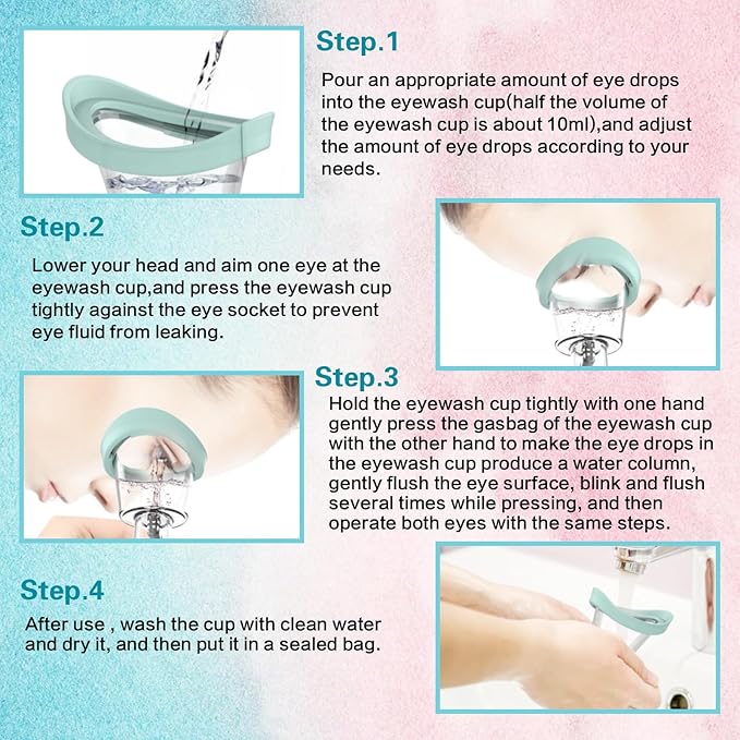 Eye Wash Cup, Eye Wash Bath Kit Eyewash Cup for Eye Rinse,Portable Eye Care Tool - Silicone Manual Air Pressure Eye Cleaning Cup for Soothing, Cleaning Eye Dust, Makeup Irritants(Pink)