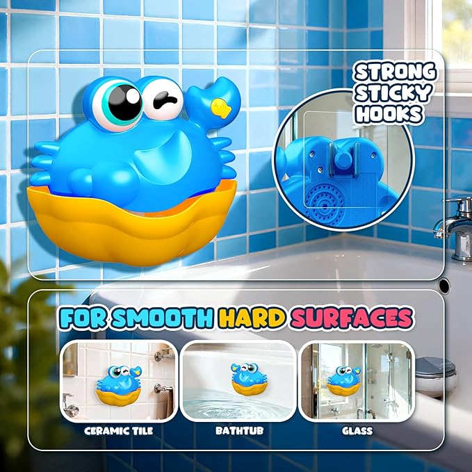 Light Up Crab Bath Bubble Maker Bathroom Toys for Kids Ages 1-3 4-8,Bath Bubble Machine with Colourful Light Toddler Bathub Toy Gifts for Kids