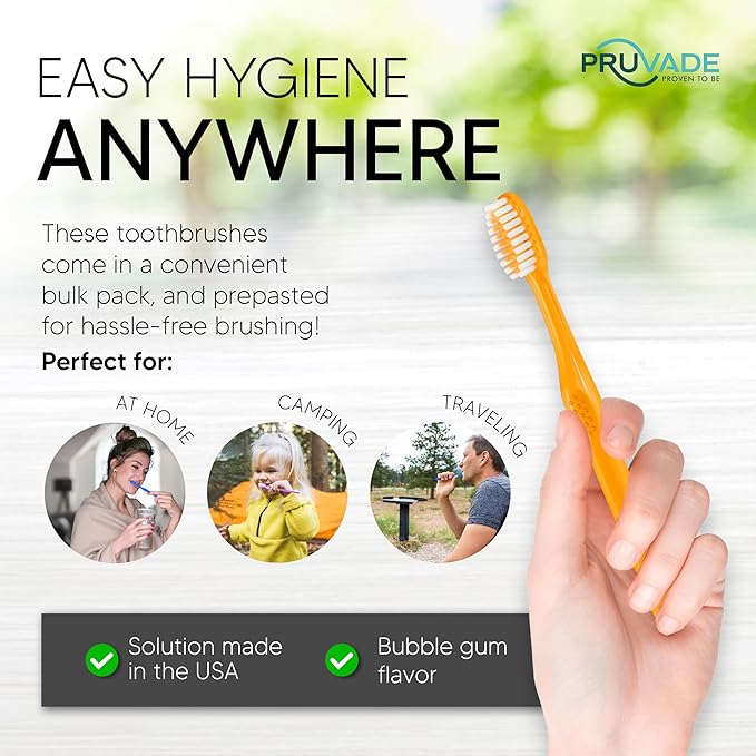 100 Pack Disposable Toothbrushes with Toothpaste Built in | Premium Quality Prepasted Toothbrushes Individually Wrapped - Waterless Toothbrush Soft Bristles for Work, Camping, Travel, Hotel