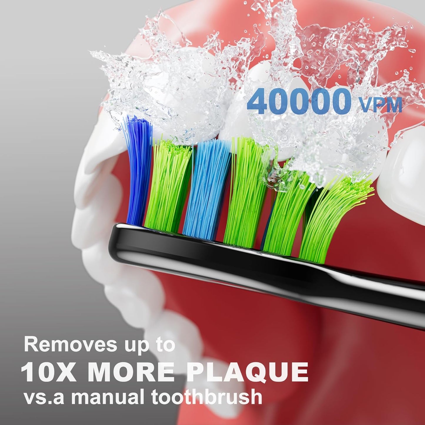 7AM2M Sonic Electric Toothbrush for Adults and Kids, 40000VPM Power Toothbrushes, USB-C Rechargeable with 4 Brush Heads, 5 Modes, 2 Minutes Built in Smart Timer, One Charge for 60 Days (Black)