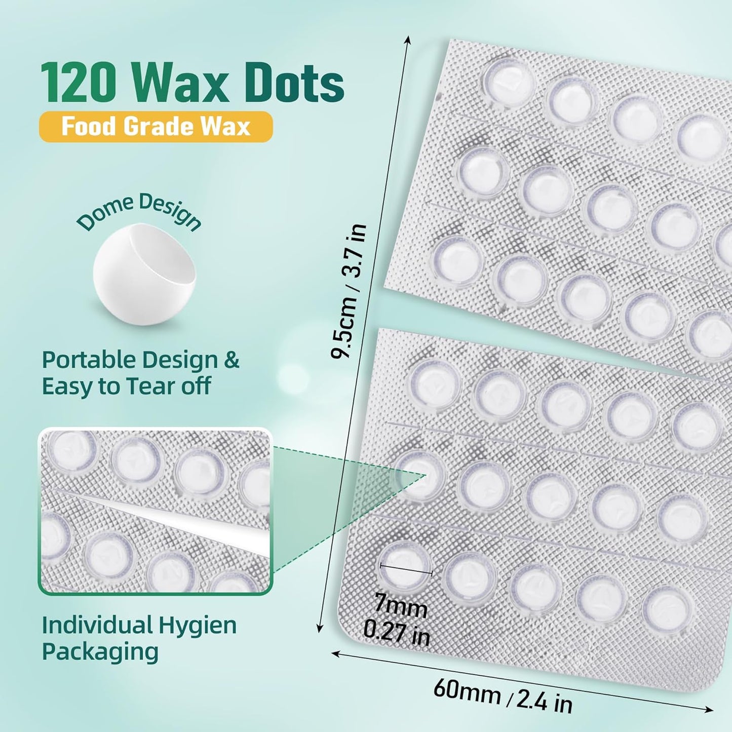 120 Braces Wax, Orthodontic Wax for Dental Wax Dots Easy Molding Long-Lasting Hold, Food-Grade Dental Wax Individually Sealed Packets, Portable and Easy to Tear