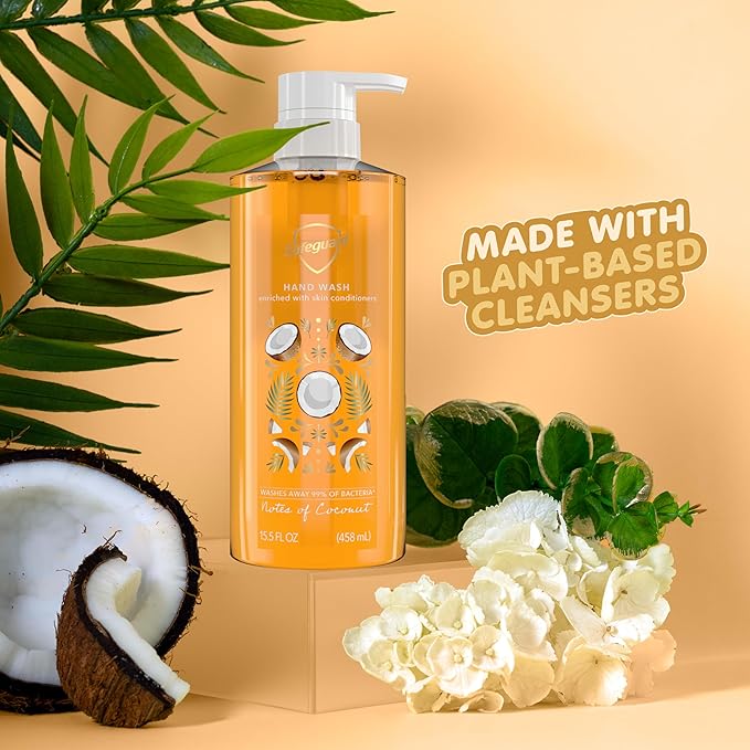 Safeguard Liquid Hand Soap, Micellar Deep Cleansing, Washes Away 99% Bacteria, Made with Natural Moisturizers, Enriched with Skin Conditioners, Coconut & Lavender Scent Twin Pack, 15.5 oz (Pack of 2)