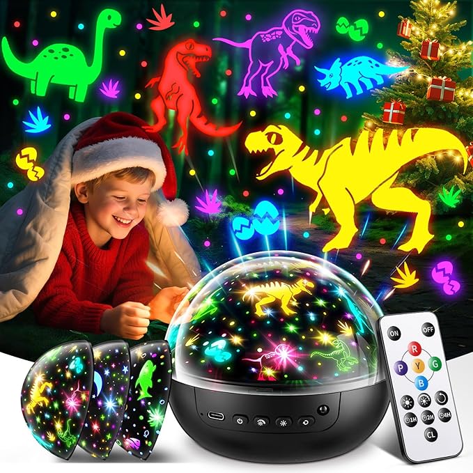 Dinosaur Toys for Kids 3-5, 【Remote+3 Films+93 Effects】 Dinosaur Toys for Kids 2-4, 【3 Timer+5 Brightness】 3 Year Old Boy Gift, Rotate 3 Year Old boy Birthday Gift, Boys Christmas Gifts Boys