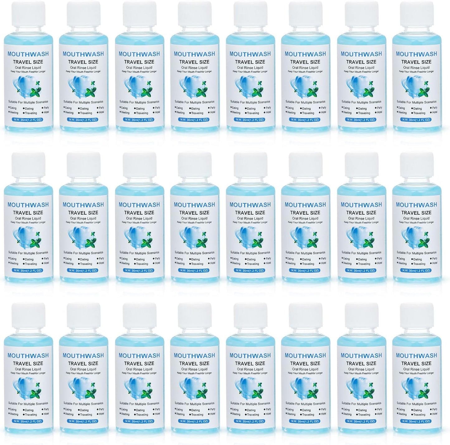 Travel Mouthwash Bulk, 1.2 Oz/35ml Mini Mouthwash Bulk, for Freshening Breath, Easy to Carry, Suitable for Work, Travel, Hotels, Dating Essentials (100-PACK)