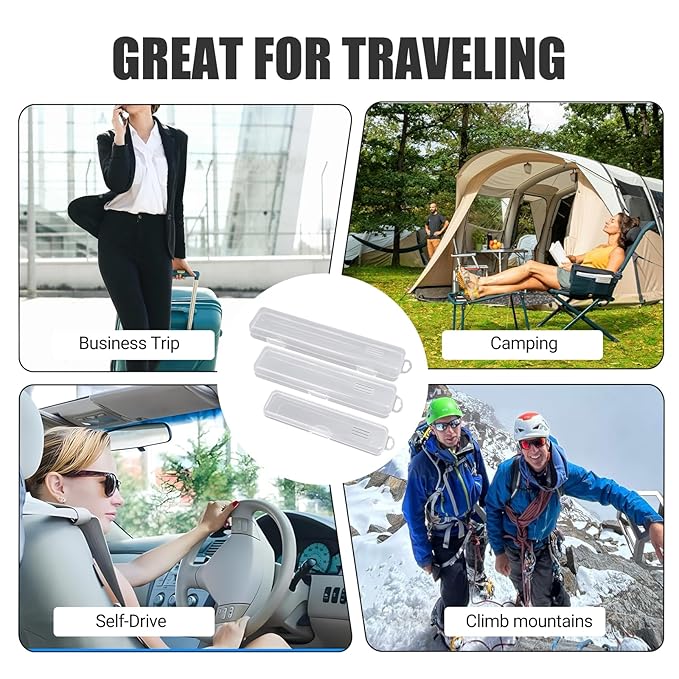 9 Pcs Tongue Scraper Case, Portable Clear Tongue Scraper Travel Case, Transparent Appearance, Easy to Open and Close, Not Easy to Break, Can Accommodate Dental Floss, Toothbrush, Small Teaspoon