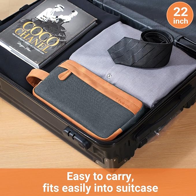 Elviros Travel Toiletry Bag for Men Hanging Dopp Kit Water Repellent PU Leather Shaving Bag with Large Capacity for Travel and Bathroom, Navy Blue