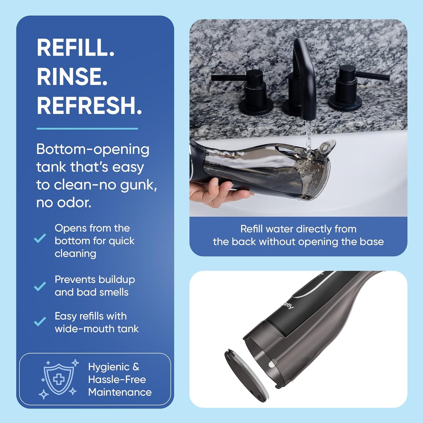 Water Dental Flosser Teeth Pick Cleaner: Travel Cordless Oral Irrigator 300ML Capacity Portable Rechargeable IPX7 Waterproof Electric Flossing Machine for Teeth Cleaning (Black)