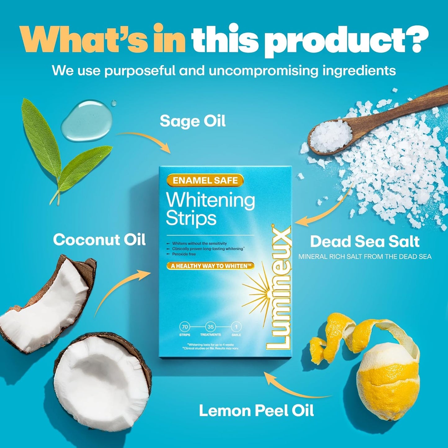 Lumineux Teeth Whitening Strips - 35 Treatments – Peroxide Free - Enamel Safe for Whiter Teeth - Whitening Without The Sensitivity - Dentist Formulated - Sensitivity Free