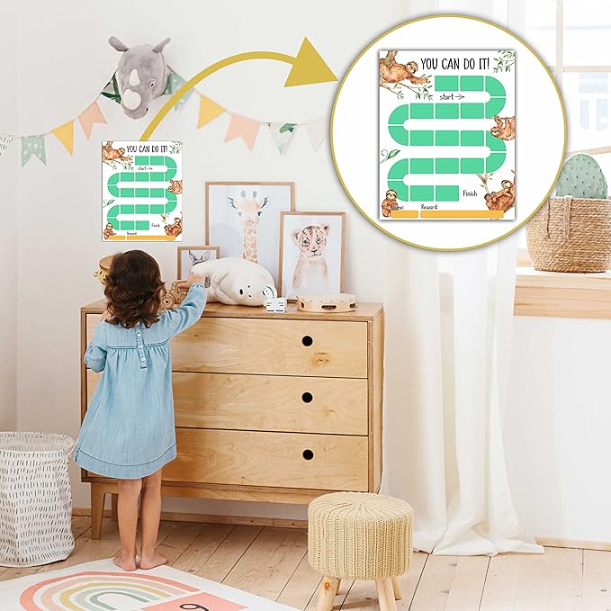 20 Sloth Reward Chart with 432 Round Stickers, Incentive Behavior Chart for Kids at Home Classroom, Kids Routine Daily Chore Sticker Chart-B04