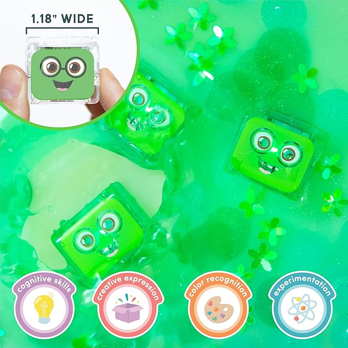 Glo Pals Play Pack Bundle with Sensory Play Jar, Water-Activated Light-Up Cubes, and Fun Fillers - Sensory Toys for Toddlers - Sensory Toy Kit with Light Up Cubes for Bathtub - Barnyard Blast