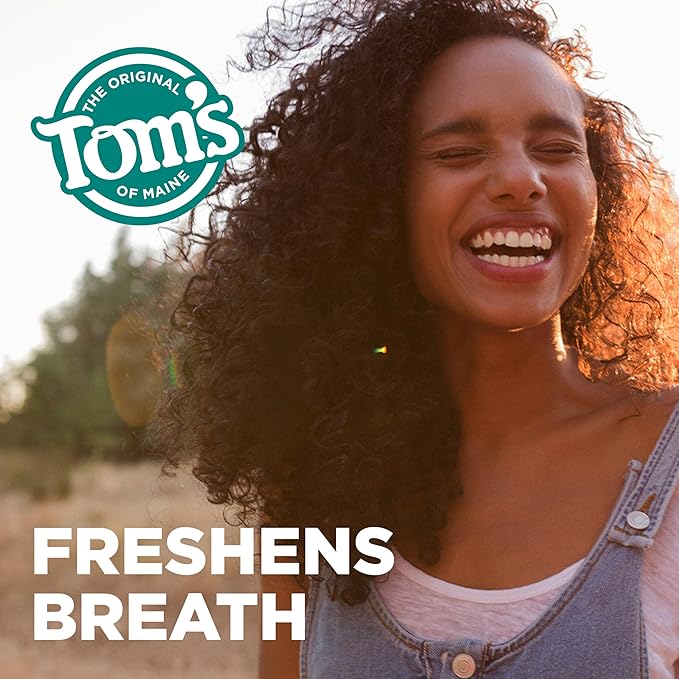 Tom's of Maine Antiplaque and Whitening Fluoride Free Natural Toothpaste Gel, Vegan, Spearmint, 4 Ounces (3 Pack)