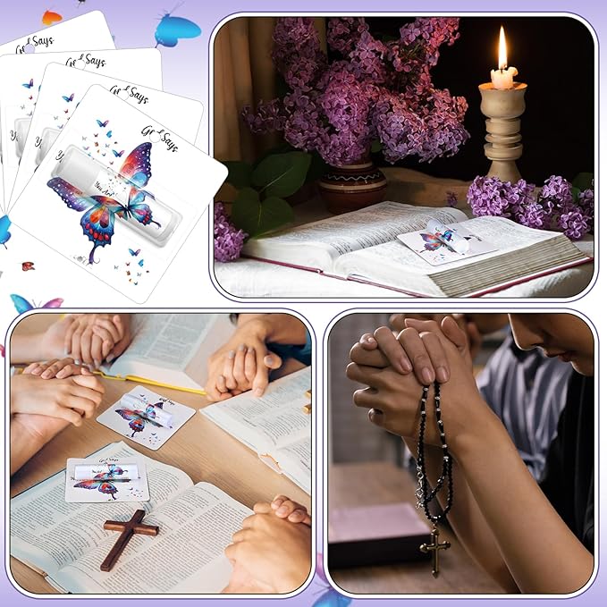 25 Pack Christmas Purple Butterfly Gifts Religious Bible Verse Lip Balms Bulk 5 Flavor for Women Men Christian Church Party Favors with Scripture Inspirational Gifts for Coworkers Staff