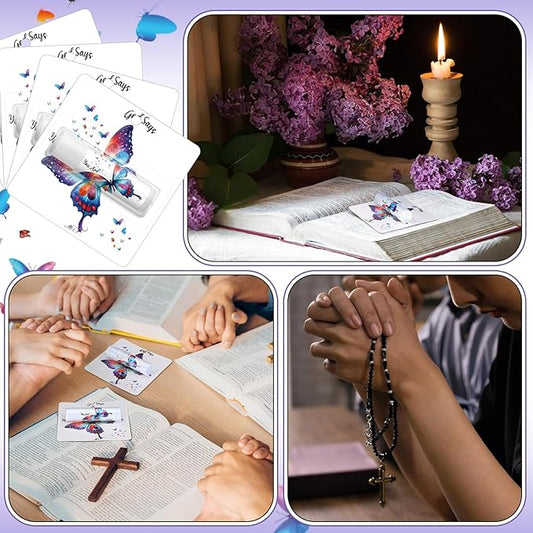 25 Pack Christmas Purple Butterfly Gifts Religious Bible Verse Lip Balms Bulk 5 Flavor for Women Men Christian Church Party Favors with Scripture Inspirational Gifts for Coworkers Staff