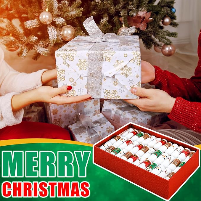 25 Pcs Christmas Lip Balm Bulk Mini Candy Cane Peppermint Flavor Lip Balms Bulk Christmas Stocking Stuffers Xmas Party Gifts Small Thank You Employee Appreciation Gifts for Women Men (Xmas Character)