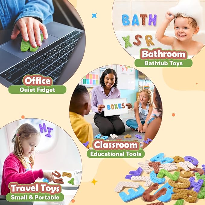 Alphabet ABC Learning Educational Toys - Textured Sensory Fidget Toys for Toddlers Kids - Educational Tools Suction Toy for Autsim - Preschool Learning Activity Toddler Toy for 2 3 4 5 Year Old Kids