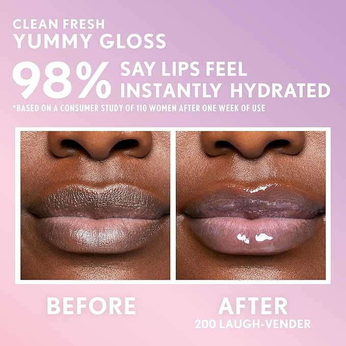 COVERGIRL Clean Fresh Yummy Lip Gloss, Sheer, Natural Scents, Vegan Formula - 200 Laugh-Vender, 0.33 fl oz