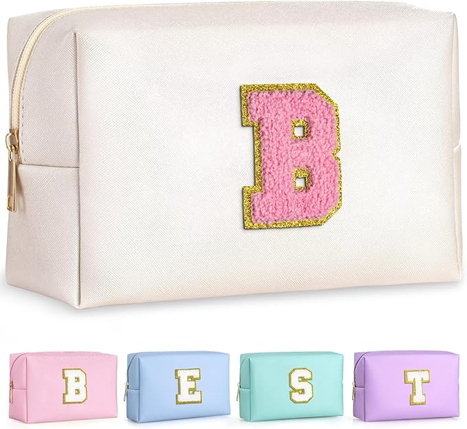 TOPEAST Travel Cosmetic Bags - Travel Makeup & Toiletry Bag, White Small Makeup Bag, Cosmetic Bag for Travel Essentials (Pearly White)