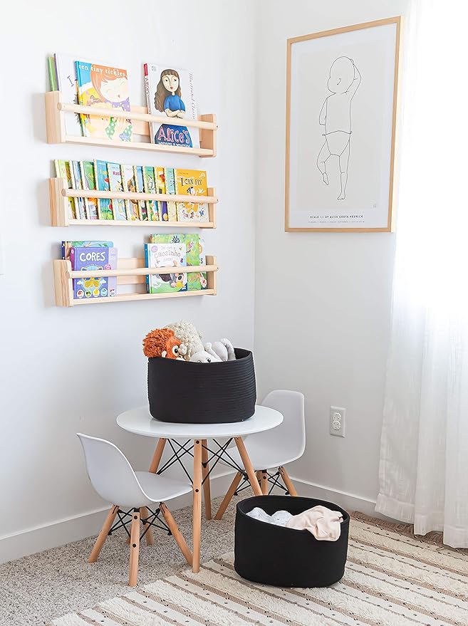 OrganiHaus Set of 3 Black Woven Storage Baskets for Shelves, Decorative Organizer Bins for Closet, Bathroom & Living Room, Multipurpose Home Organization Baskets, Toy Storage Basket - 15x9x10 inches