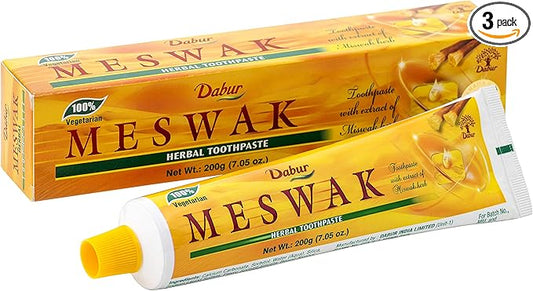 Dabur Meswak Toothpaste - Fluoride Free Toothpaste, for Oral, Gum Health & Dental Care. with Miswak Essence, Daily for Oral Care (Pack of 3)