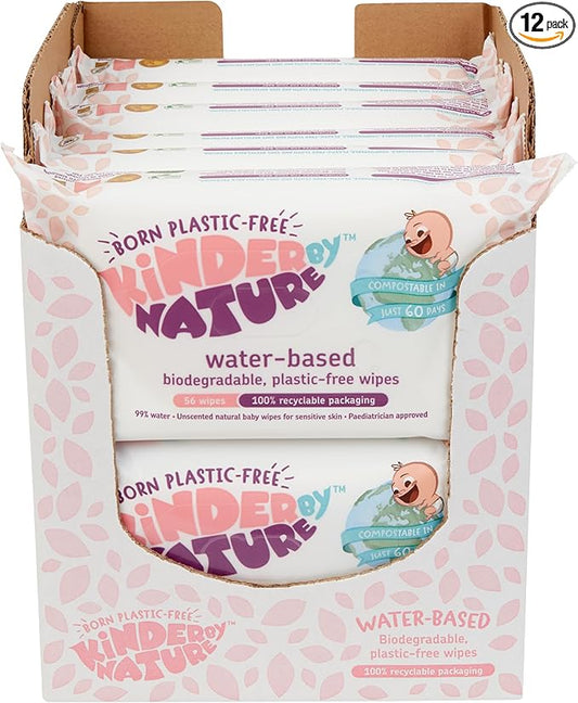 Jackson Reece Kinder by Nature Water-Based Baby Wipes - 56 Count (Case of 12 packs)