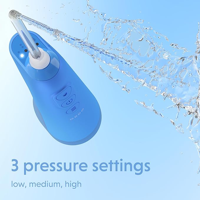 Ordo Water Flossers for Teeth, Cordless IPX7 Waterproof Oral Irrigator, 3 Pressure Settings, Portable, Rechargeable Electric Sonic Flosser, Dental Professional Recommended, Arctic Blue