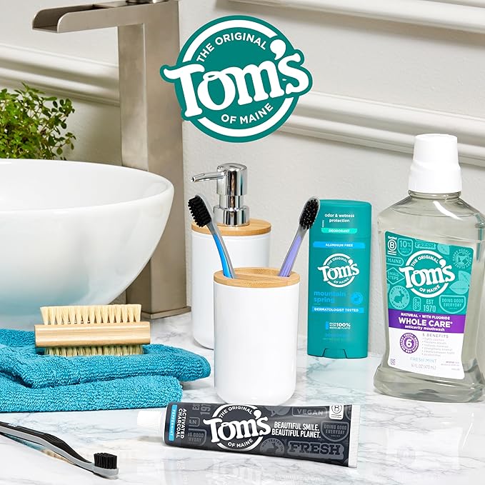 Tom’s of Maine Natural Activated Charcoal Toothpaste with Fluoride, Peppermint, 3 Pack, 4.0 Oz