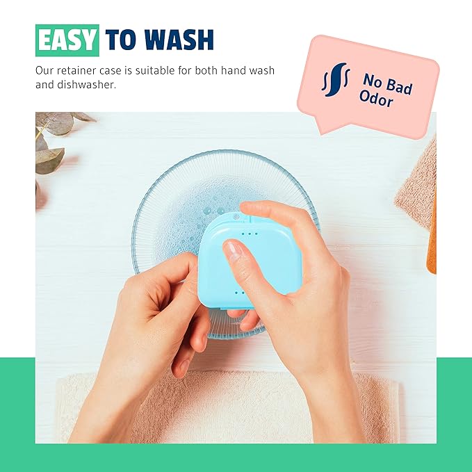 Retainer Case - Pack of 2 - Odorless Mouth Guard Case-Retainer Holder-Ventilated, Durable & Hygienic Night Guard Cases for Carrying and Protecting Braces, Partial Dentures & Aligners-3.14 x 3.14 x 1.1