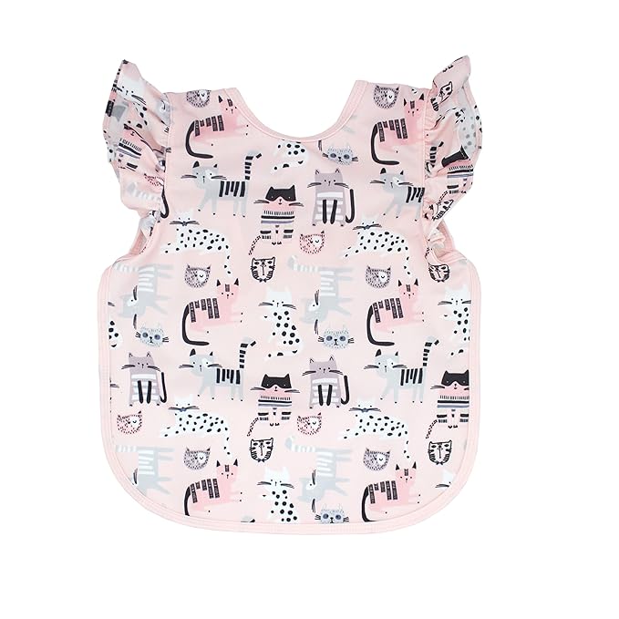 BapronBaby Kitty Bapron - No Neck Tie Safer Bib for Baby & Toddler - Soft Waterproof Stain Resistant - Machine Washable - Sz Baby/Toddler 6m-3T